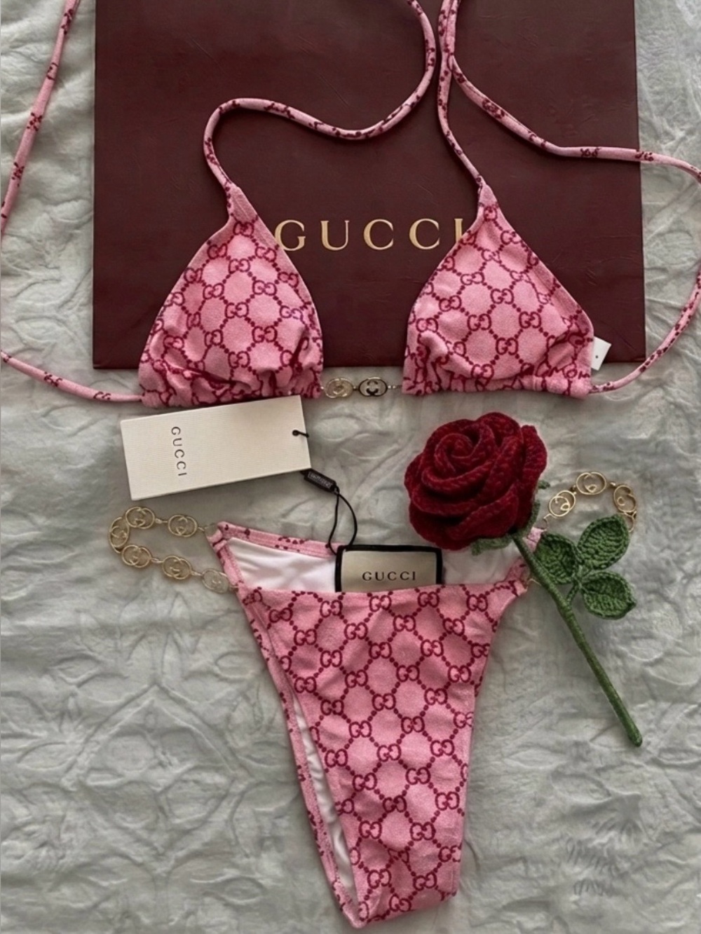 nwt Triangle Bikini with Gold Chain Details